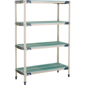 4 Shelf Plastic Industrial Shelving Unit, Starter, 41-3/4"W x 18-1/4"D x 62-3/16"H
