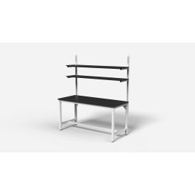 Lab Workbench with 2 Shelves, Epoxy Resin Top, 72" x 30", White
