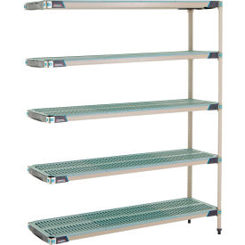 5 Shelf Plastic Industrial Shelving Unit Add-On 59-3/4"W x 18-1/4"D x 74-3/16"H