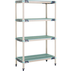 4 Shelf Plastic Industrial Shelving Unit, Starter, 35-3/4"W x 18-1/4"D x 62-3/16"H