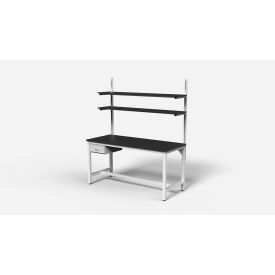 Lab Workbench with Drawer & 2 Shelves, Epoxy Resin Top, 72" x 30", White