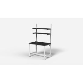 Lab Workbench with 2 Shelves, Phenolic Top, 48" x 30", White