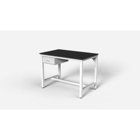 Basix Lab Workbench with Drawer, Epoxy Resin Top, 48" x 30", White