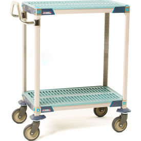 Plastic Shelving Utility Cart with 2 Shelves, 34-1/2"L x 20-5/16"W x 39-1/4"H