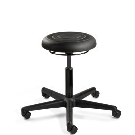 ErgoLux Jr Stool, Soft Polyurethane Seat, Backless, 17" - 22"H Seat, Black