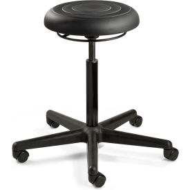 ErgoLux Jr Stool, Soft Polyurethane Seat, Backless, 20"-27"H Seat, Black