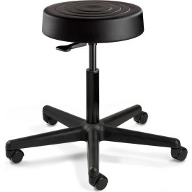 ErgoLux Stool, Soft Polyurethane Seat, Backless, 17-1/2" - 22-1/2"H Seat, Black