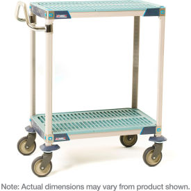 Plastic Shelving Utility Cart with 2 Shelves, 40-1/2"L x 26-5/16"W x 39-1/4"H