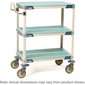 Plastic Shelving Utility Cart with 3 Shelves, 40-1/2"L x 26-5/16"W x 39-1/4"H
