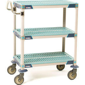 Plastic Shelving Utility Cart with 3 Shelves, 34-1/2"L x 20-5/16"W x 39-1/4"H