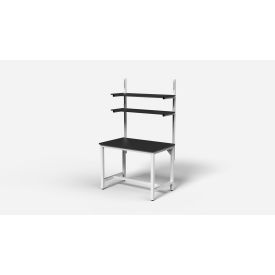 Lab Workbench with 2 Shelves, Epoxy Resin Top, 48" x 30", White