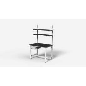 Lab Workbench with Drawer & 2 Shelves, Epoxy Resin Top, 48" x 30", White