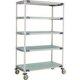 Industrial Plastic Shelving Mobile Cart, 49-3/4"L x 26-5/16"W x 79-5/16"H, Blue