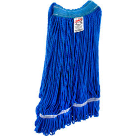 Commercial Large Microfiber Looped-End Wet Mop Head Standard, Blue, 12/Pack