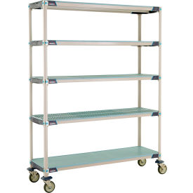 Industrial Plastic Shelving Mobile Cart, 61-3/4"L x 20-5/16"W x 79-5/16"H, Blue