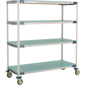 Plastic Shelving Mobile Cart, Solid Shelves, 61-3/4"L x 26-5/16"W x 67-5/16"H, Blue