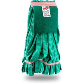 Commercial Large Microfiber Looped-End Wet Mop Head w/ Scrub Pad, Green, 12/Pack