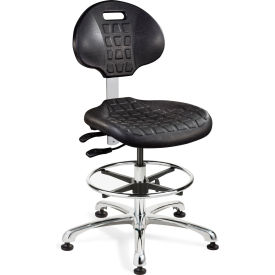 Everlast Polyurethane Chair, Armless, Articulating Tilt, 17-1/2" - 25"H Seat, Black