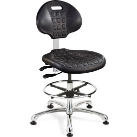 Polyurethane Chair, Armless, Articulating Tilt, 20-1/2"-30-1/2" Seat, Black