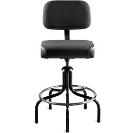 Evanston Fabric/Vinyl Trim Chair, Armless, Non-Tilt, 24" - 29"H Seat, Black