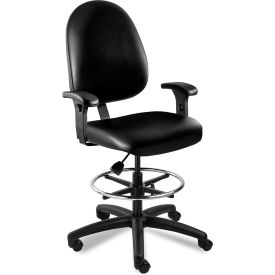Integra Vinyl Chair w/Large Back, Adjustable Arm, Non-Tilt, 25"-35"H Seat, Black