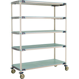 Industrial Plastic Shelving Mobile Cart, 61-3/4"L x 26-5/16"W x 79-5/16"H, Blue