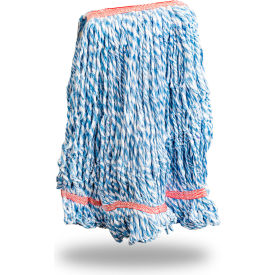 14 oz. Rayon Looped-End Wet Mop Head, Small, White/Blue, 12/Pack