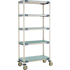 Industrial Plastic Shelving Mobile Cart, 37-3/4"L x 20-5/16"W x 79-5/16"H, Blue