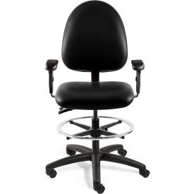 Integra Vinyl Chair w/Large Back, Adj. Arm, Articulating Tilt, 25"-35"H Seat, Black