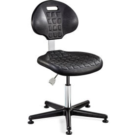 Everlast ISO 4 Cleanroom Polyurethane Chair, Mid Back, Non-Tilt, 15"-20" Seat, Black