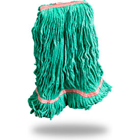 18 oz. Blended Looped-End Wet Mop Head, Medium, Green, 12/Pack