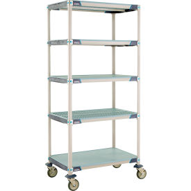 Industrial Plastic Shelving Mobile Cart, 37-3/4"L x 26-5/16"W x 79-5/16"H, Blue
