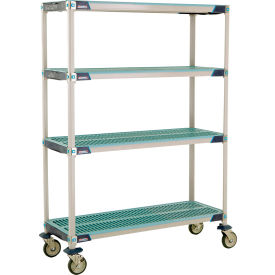 Plastic Shelving Mobile Cart, Open Grid Shelves, 49-3/4"L x 20-5/16"W x 67-5/16"H