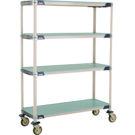 Plastic Shelving Mobile Cart, Solid Shelves, 49-3/4"L x 20-5/16"W x 67-5/16"H, Blue