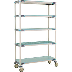 Industrial Plastic Shelving Mobile Cart, 49-3/4"L x 20-5/16"W x 79-5/16"H, Blue