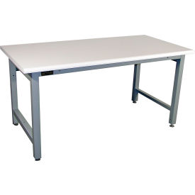 Adjustable Height HD Workbench, Plastic, 90 Degree Rolled Edge, 72"W x 36"D, Gray