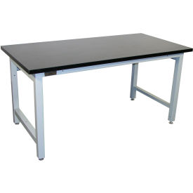 Adjustable Height Heavy Duty Workbench, Chem-Guard, Square Edge, 72"W x 36"D, Gray