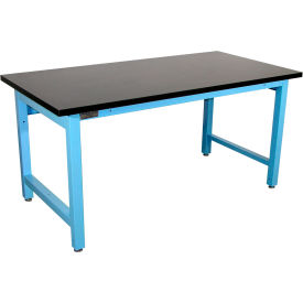 Adjustable Height Heavy Duty Workbench, Chem-Guard, Square Edge, 72"W x 30"D, Blue