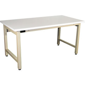 Adjustable Height Workbench with ESD Laminate, Box Tube Legs, 60"W x 30"D, Beige