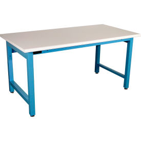 Adjustable Height Workbench with ESD Laminate, Box Tube Legs, 60"W x 36"D, Blue