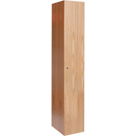 1-Tier All-Wood Club Locker, 15"W x 18"D x 72"H, Natural Red Oak, Assembled