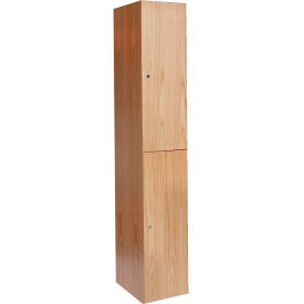 2-Tier All-Wood Club Locker, 15"W x 18"D x 72"H, Natural Red Oak, Assembled