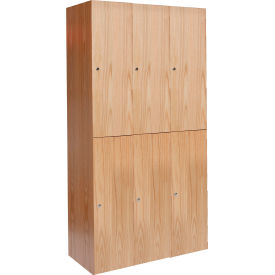 2-Tier All-Wood Club Locker, 36"W x 18"D x 72"H, Natural Red Oak, Assembled