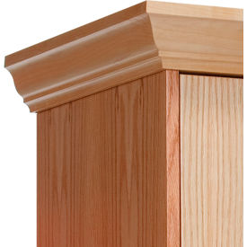 All-Wood Club Locker Crown Molding End, 2"Wx18"Dx4"H, Natural Red Oak w/Clear Finish