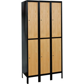 2-Tier Metal-Wood Hybrid Locker, 45"W x 18"D x 78"H, 708 Midnight Ebony, Unassembled