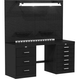 Basic Modular Workbench System w/ 9 Drawers, 60"W x 24"D, Steel Top