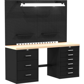 Fort Knox Basic Modular Workbench System w/9 Drawers, 60"W x 24"D, Wood Top