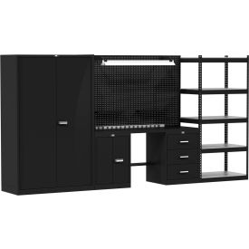 Fort Knox Mixed Storage Modular Workbench System, 168"W x 24"D, Steel Top