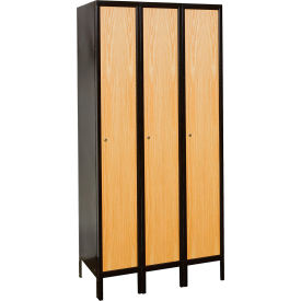 1-Tier Metal-Wood Hybrid Locker, 36"W x 18"D x 78"H, 708 Midnight Ebony, Assembled