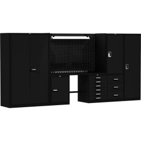 Fort Knox Secure Storage Modular Workbench System, 132"W x 24"D, Steel Top